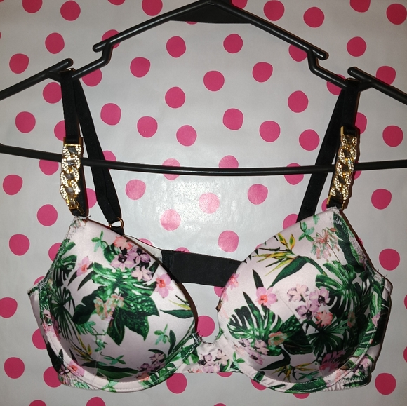 Victoria's Secret Other - Victoria's secret Very Sexy Pushup Gold Strap Bra 34B Tropical Print  🍹☀️ 🌺